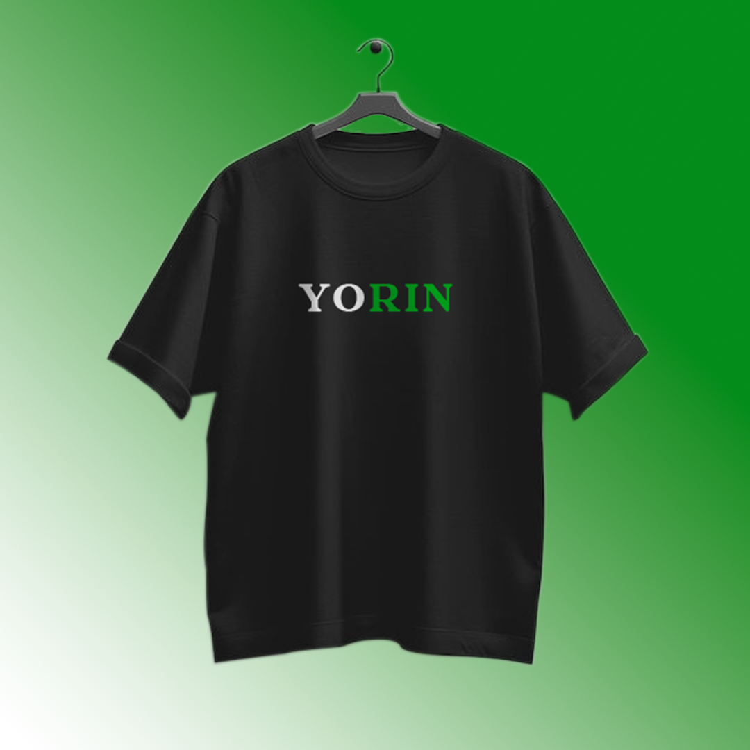 Black shirt wordmark